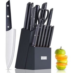 Knife Set With Block, LapEasy 15 Pieces Kitchen Knife set